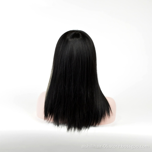 Aishili cheap wholesale synthetic hair long straight black with Hanging ears dyed wigs synthetic hair wig for black women
